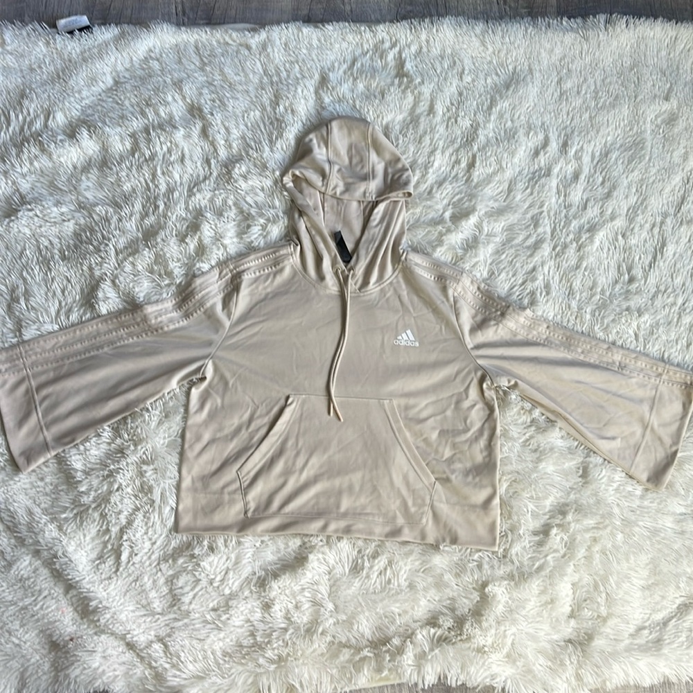 Adidas cropped pull over hoodie